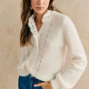 SEZANE Angie Cardigan In White
